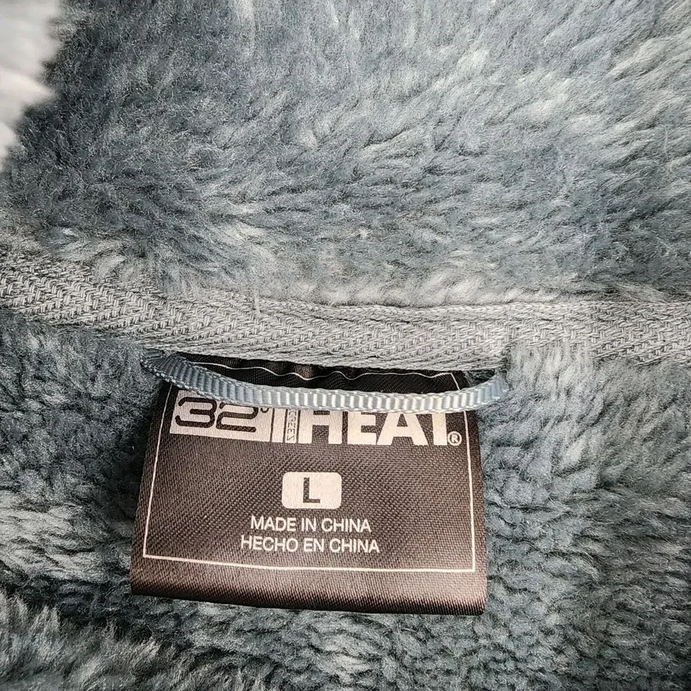 32 DEGREES HEAT Luxe Faux‎ Fur Fuzzy Fleece Cozy Zip Up Jacket  Size L
